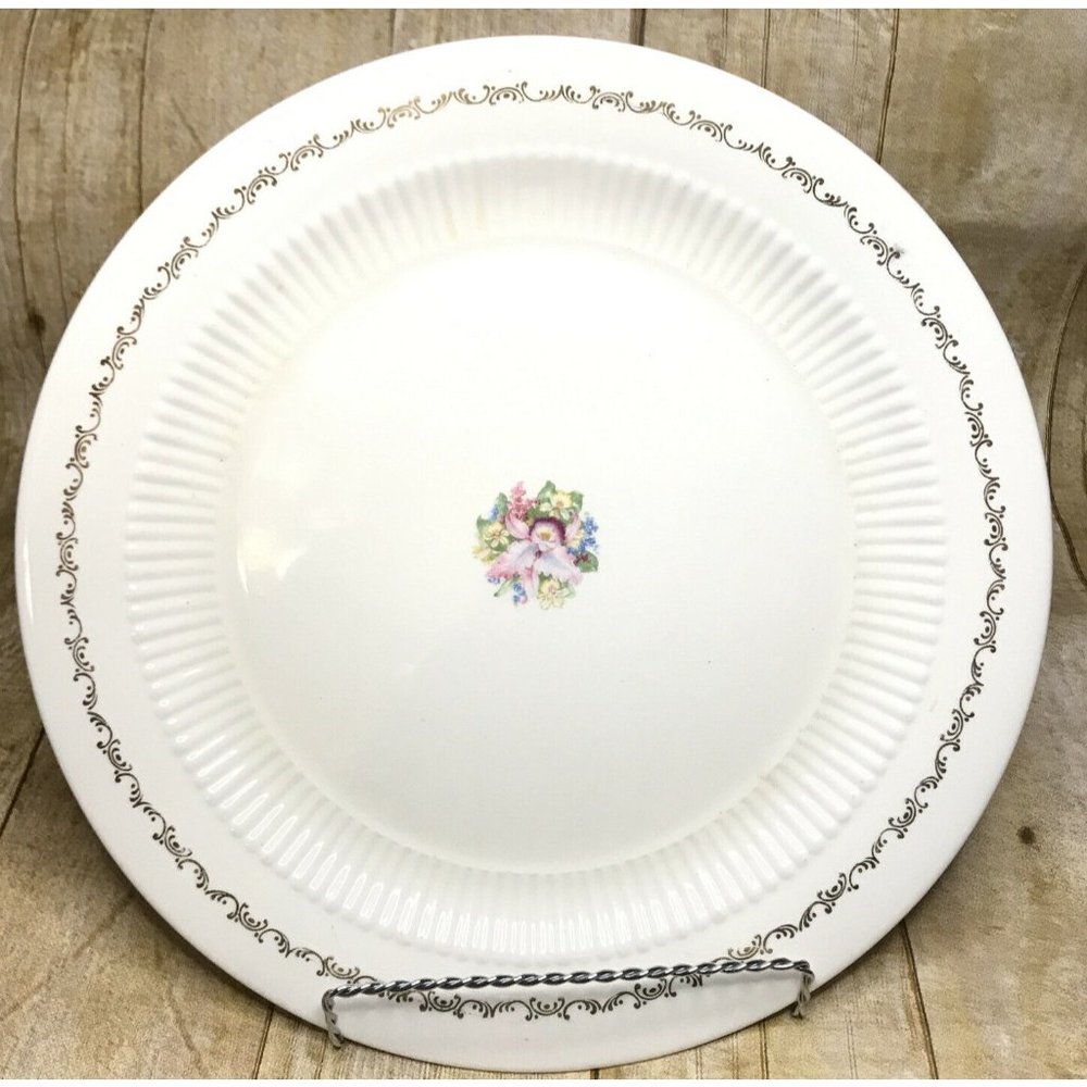 Vintage R. Cochran Sebring Ohio 22k Gold 12-1/4" Chop Plate Center Orchid Gold